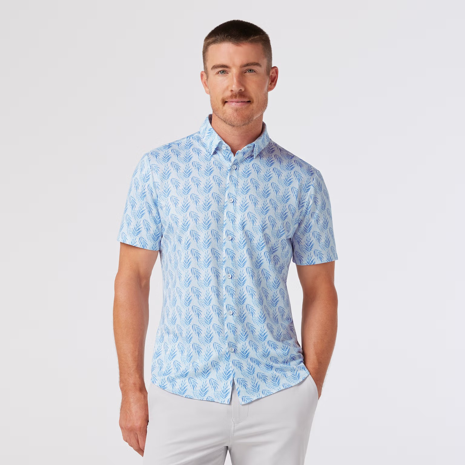 Mizzen+Main / Halyard Short Sleeve / Light Blue Palm