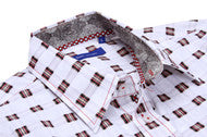 Indulge yourself in this handsome Georg Roth original design. 

Beautifully fashioned in a fine imported European 100% cotton it is an outstanding style for any wardrobe. 

A small pattern of Black and Red on a White ground, it is enhanced with a Black companion fabric on the collar stand and cuffs when worn rolled up. 

For fashion, style and fun you will thoroughly enjoy this very beautiful shirt.

100% Cotton Men&