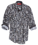This rich and elegant print is created with our love of rich autumn tones of browns, grey and taupe.  Detailed just right with a woven chocolate mini tone on tone pattern inside the collar stand and cuffs. For casual fun wear it out with the Georg Roth roll of the cuffs or dress it up with a great sport coat or brown leather jacket. 
100% Cotton   