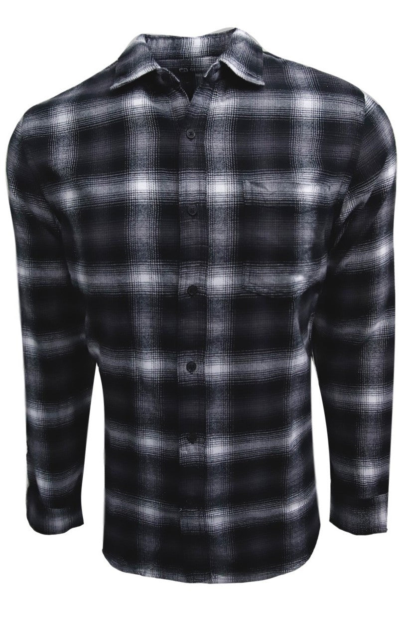 Aspen 25020 Mens Long Sleeves Black, White Flannel