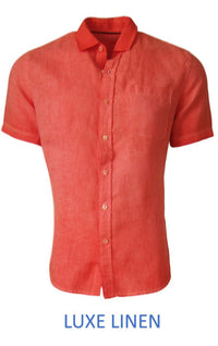 Perfect for warm weather our Short Sleeves Garment Dyed Linen Shirts in a vibrant garment dyed orange.
Cool comfort with a relaxed fit, slightly tapered to be worn untucked or paired with a Georg Roth Tee and worn open.
Machine or Hand Wash cold, lay flat to try.
90% Linen / 10% Cotton