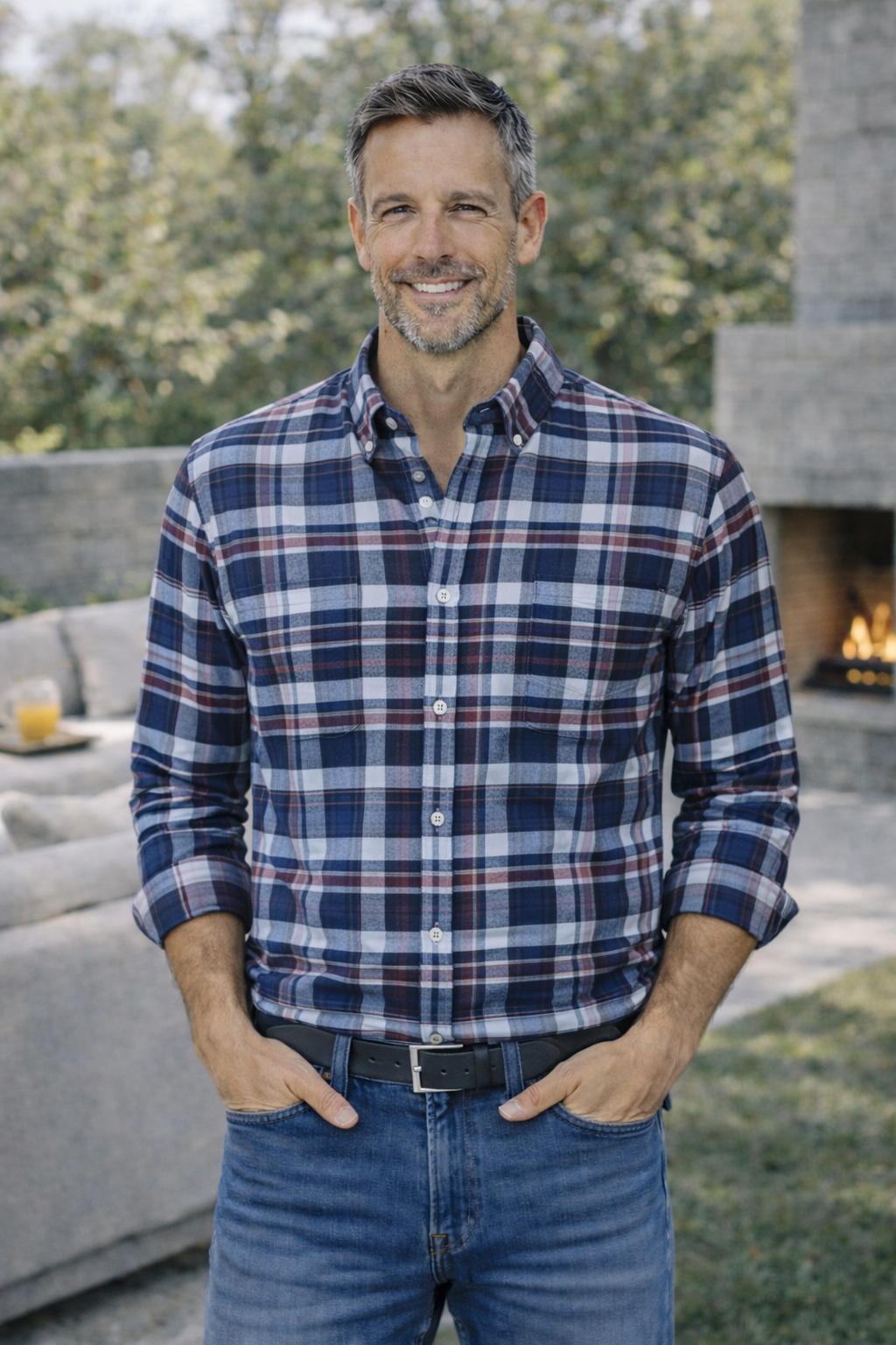 Georg Roth Los Angeles - 25063 Red Navy Plaid Oxford Shirt