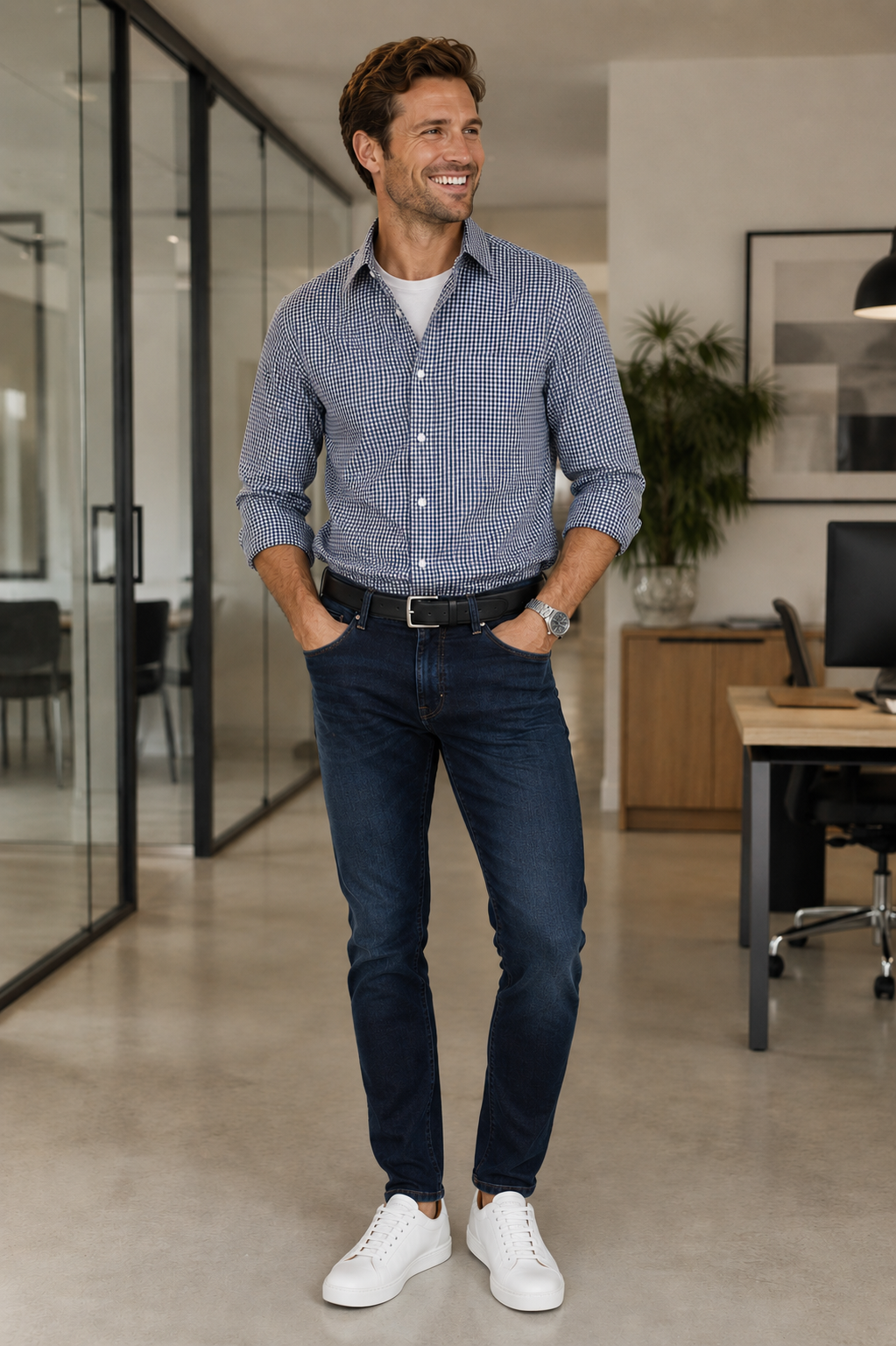 Georg Roth Los Angeles - 28085 Navy Royal Plaid Shirt Check