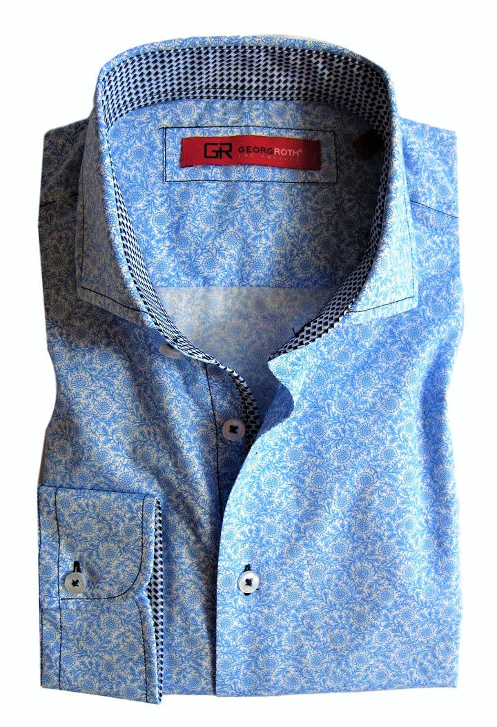 Georg Roth Los Angeles 33000 long sleeve button up Men Shirt mini print