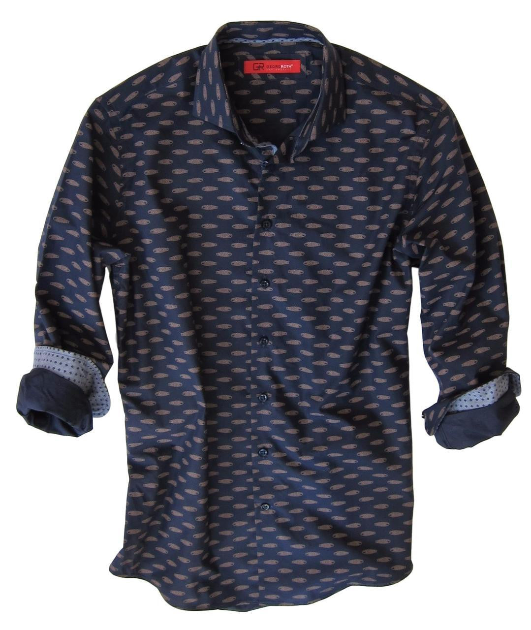 Georg Roth Los Angeles long sleeve button up Men Shirt mini fish print