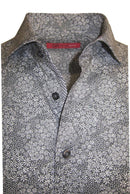 Tissue soft Pima in a rich charcoal and white floral print.  Cuffs and inner placket are trimmed with a mini black and white check making this a fantastic look with denim for dress with a jacket or on its own with the Georg Roth roll of the sleeves.
100% Pima Cotton