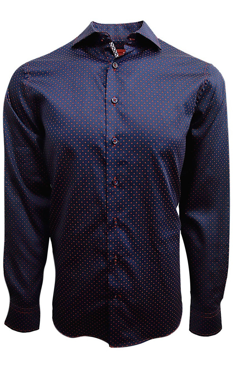 Georg Roth Los Angeles long sleeve button up Men Shirt blue mini print