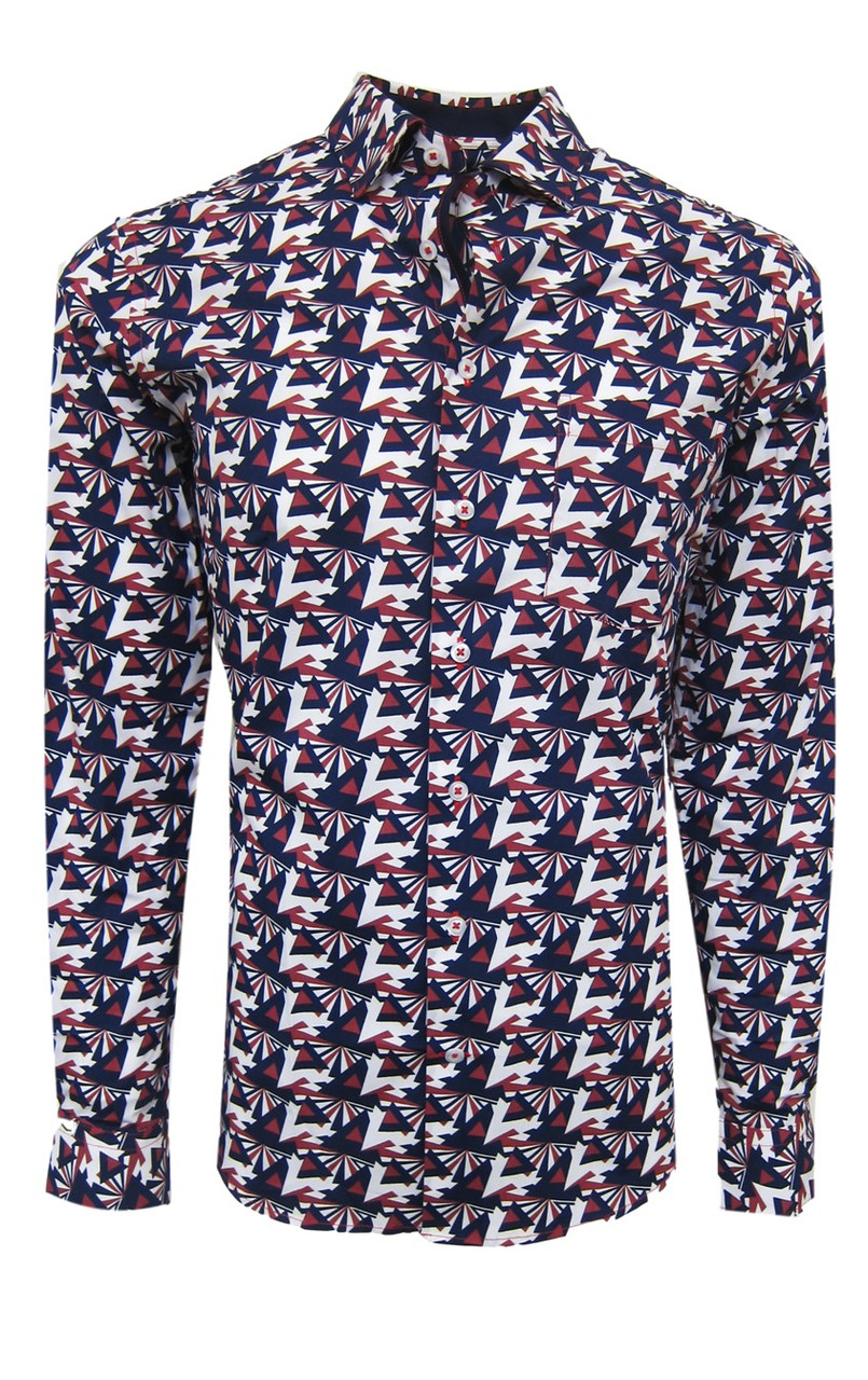 Georg Roth Los Angeles 37009 long sleeve button up Shirt Men Shirt Geo Print