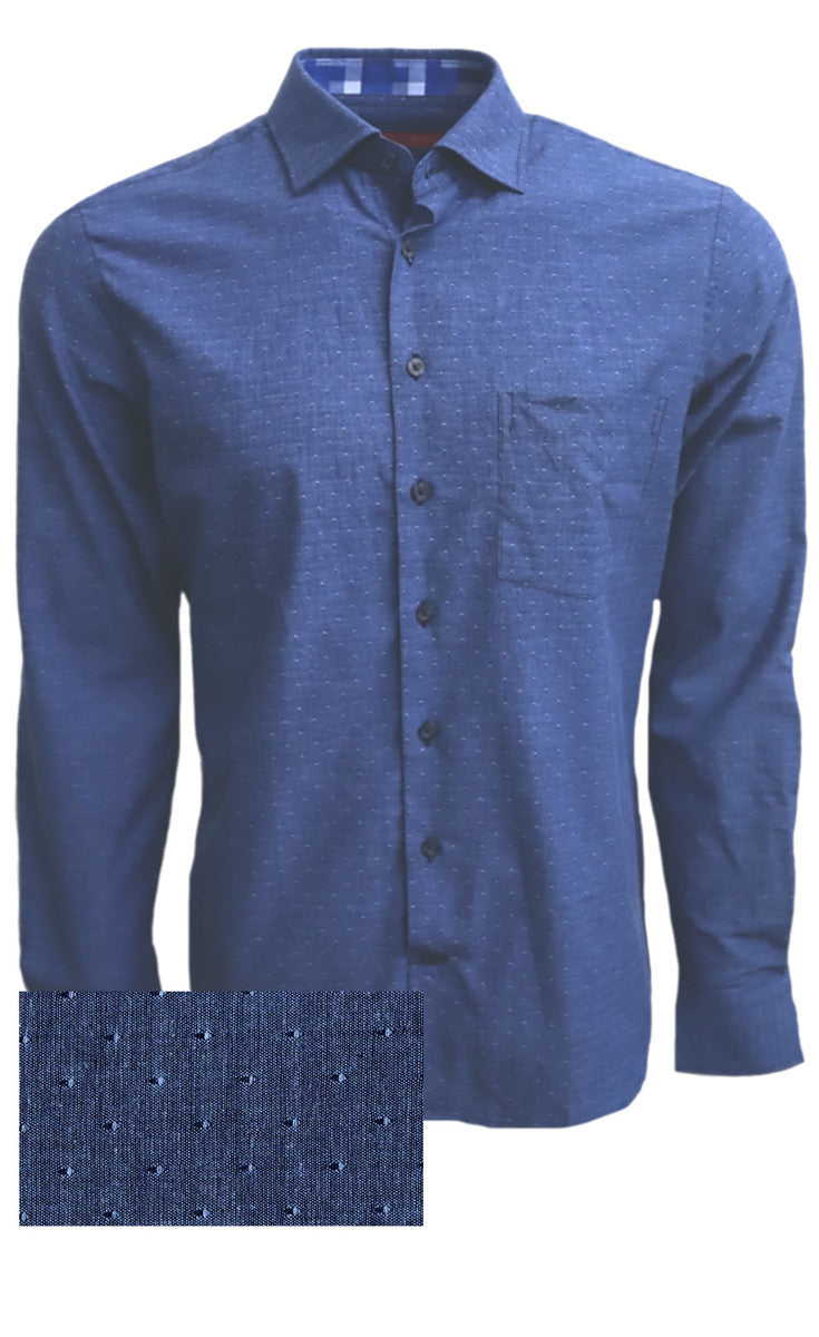 Georg Roth Los Angeles long sleeve button up Shirt blue color with mini tone on tone
