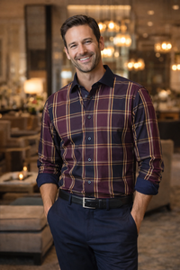 Georg Roth Los Angeles 8061 long sleeve button up Men Shirt caro pattern