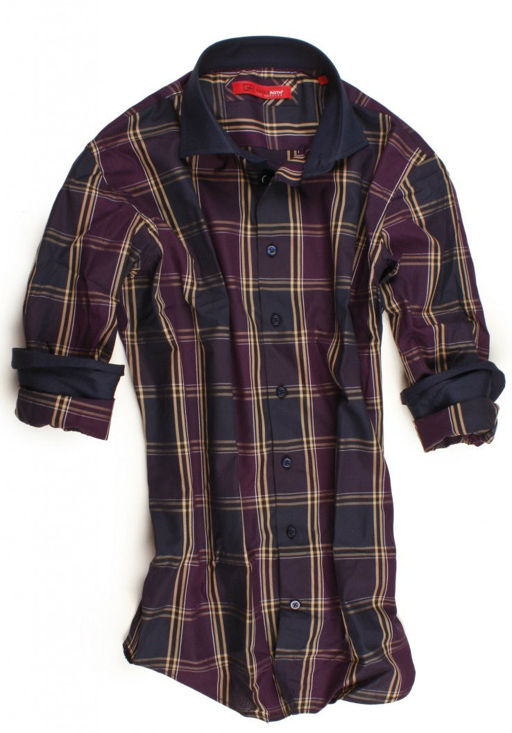 Georg Roth Los Angeles long sleeve button up Men Shirt caro pattern 8061