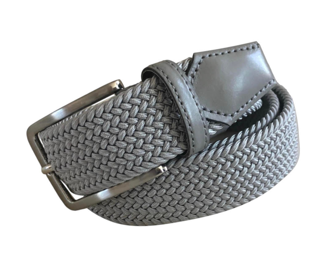 Label: Georg Roth Los Angeles
Compliment your Jeans or Trousers with our awesome stretch braided belt. Comfort is King
Silver Grey Braided w/ Grey Genuine Leather Tipping
Stretch
Golf Belts
Width 35 mm
Order 1 size greater than pant size.
Made in Germany