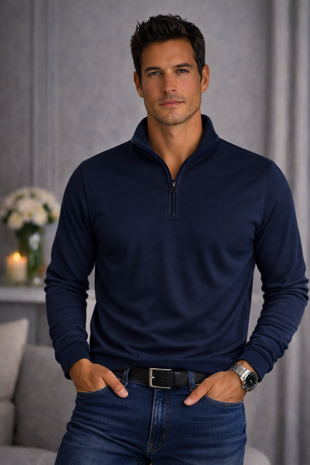 Georg Roth Los Angeles - Comfort Quarter Zip Fleece FQZ-57224 NAVY