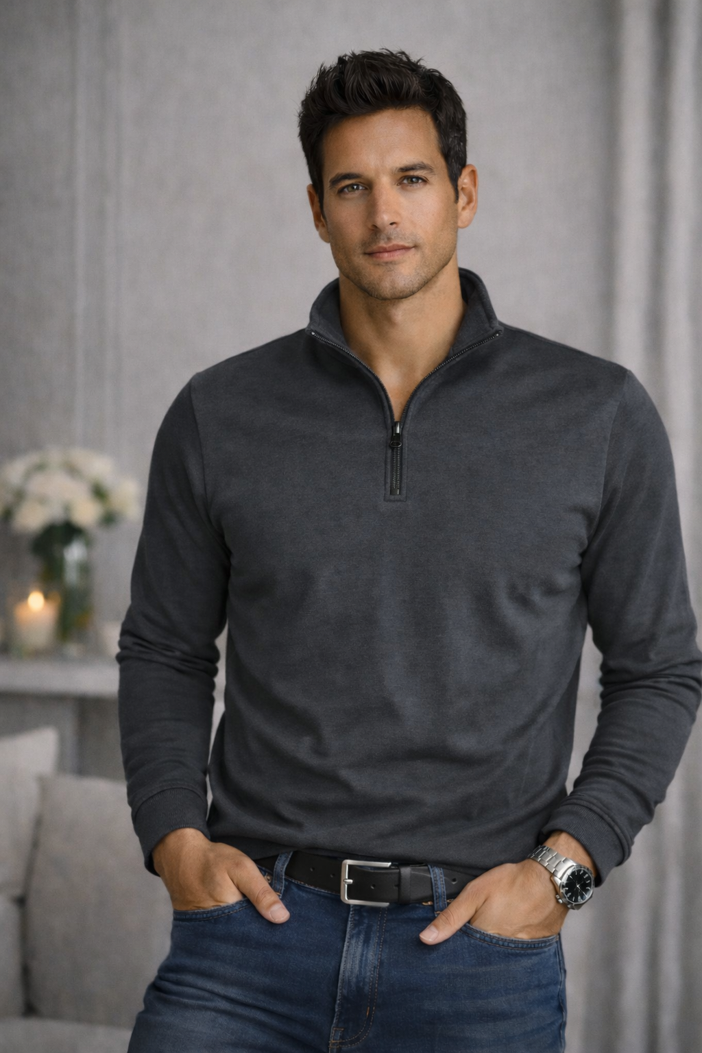 Georg Roth Los Angeles - Comfort Quarter Zip Fleece FQZ-96224 Black