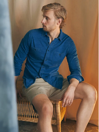 Faherty Long-Sleeve Sunwashed Knit Shirt - Indigo