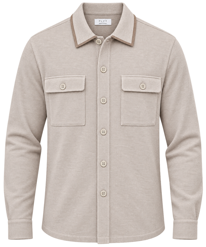Fly3 MU-1030 Beige OVERSHIRT IN KNIT 70%CO 20%SE 10%WS
