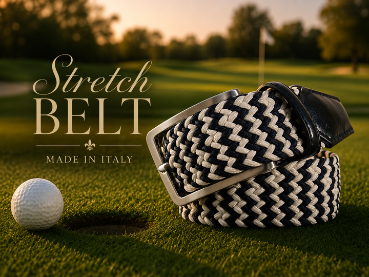 Georg Roth Los Angeles Mens Stretch-Belt Golf Belt Fulda-5766-Navy/Eggshell