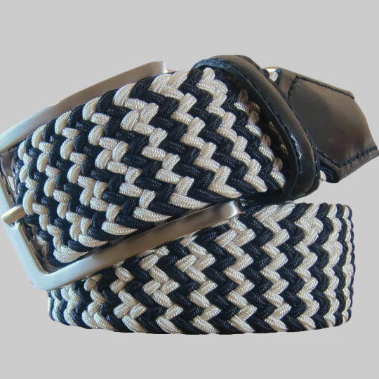 Georg Roth Los Angeles Mens Stretch-Belt Golf Belt Fulda-5766-Navy/Eggshell