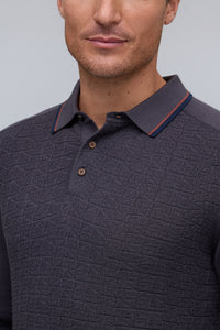 Raffi - Textured Knit Polo - Charcoal