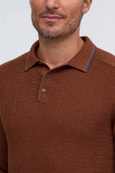 Raffi - Textured Knit Polo - Cognac