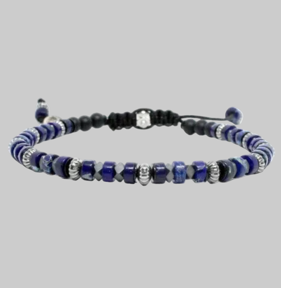 Heishi Gemstone, Faceted Hematite - Blue Sea Sediment