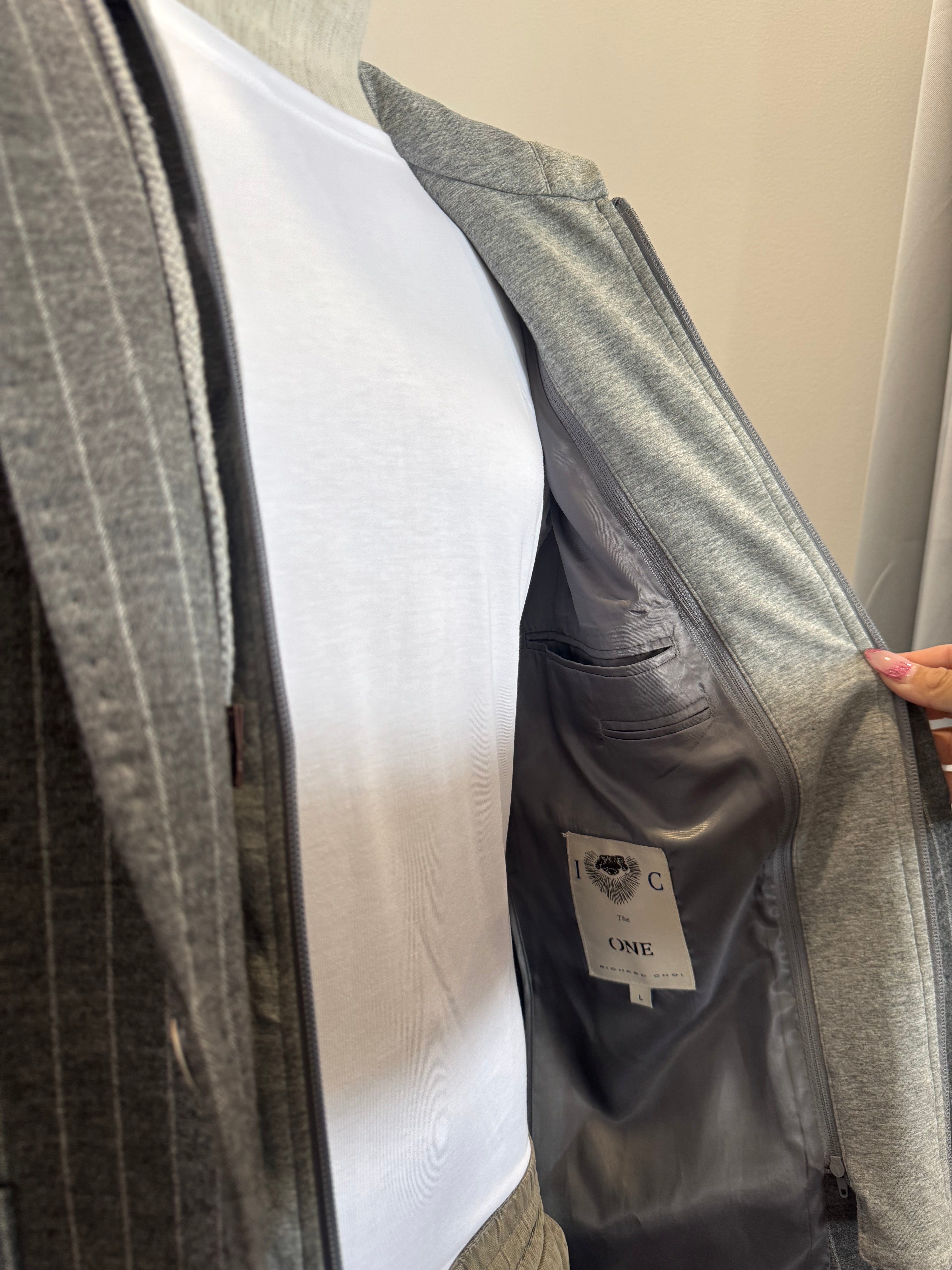Richard Choi - H220 Hooded Blazer - Charcoal Pinstripe