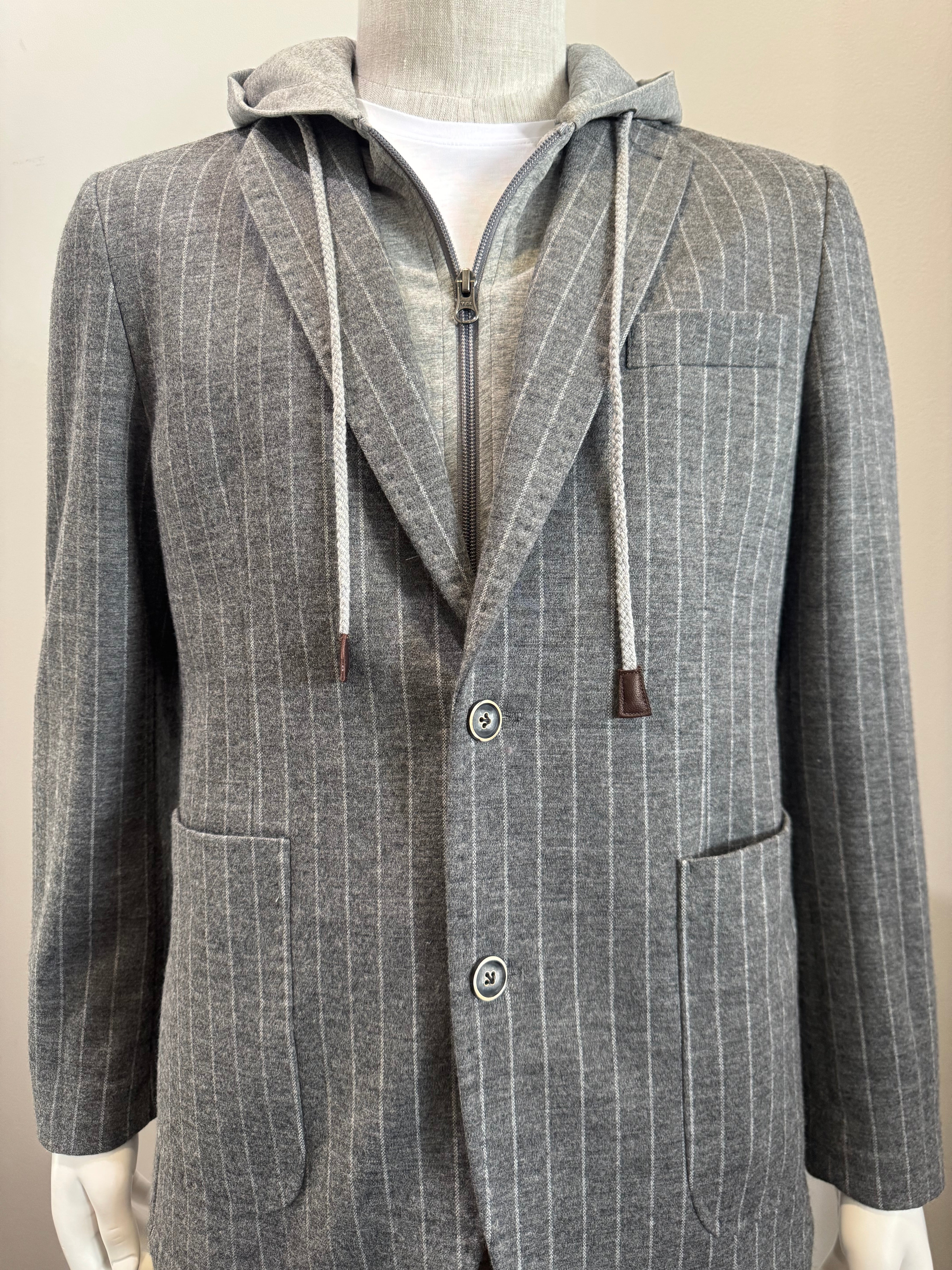 Richard Choi - H220 Hooded Blazer - Charcoal Pinstripe