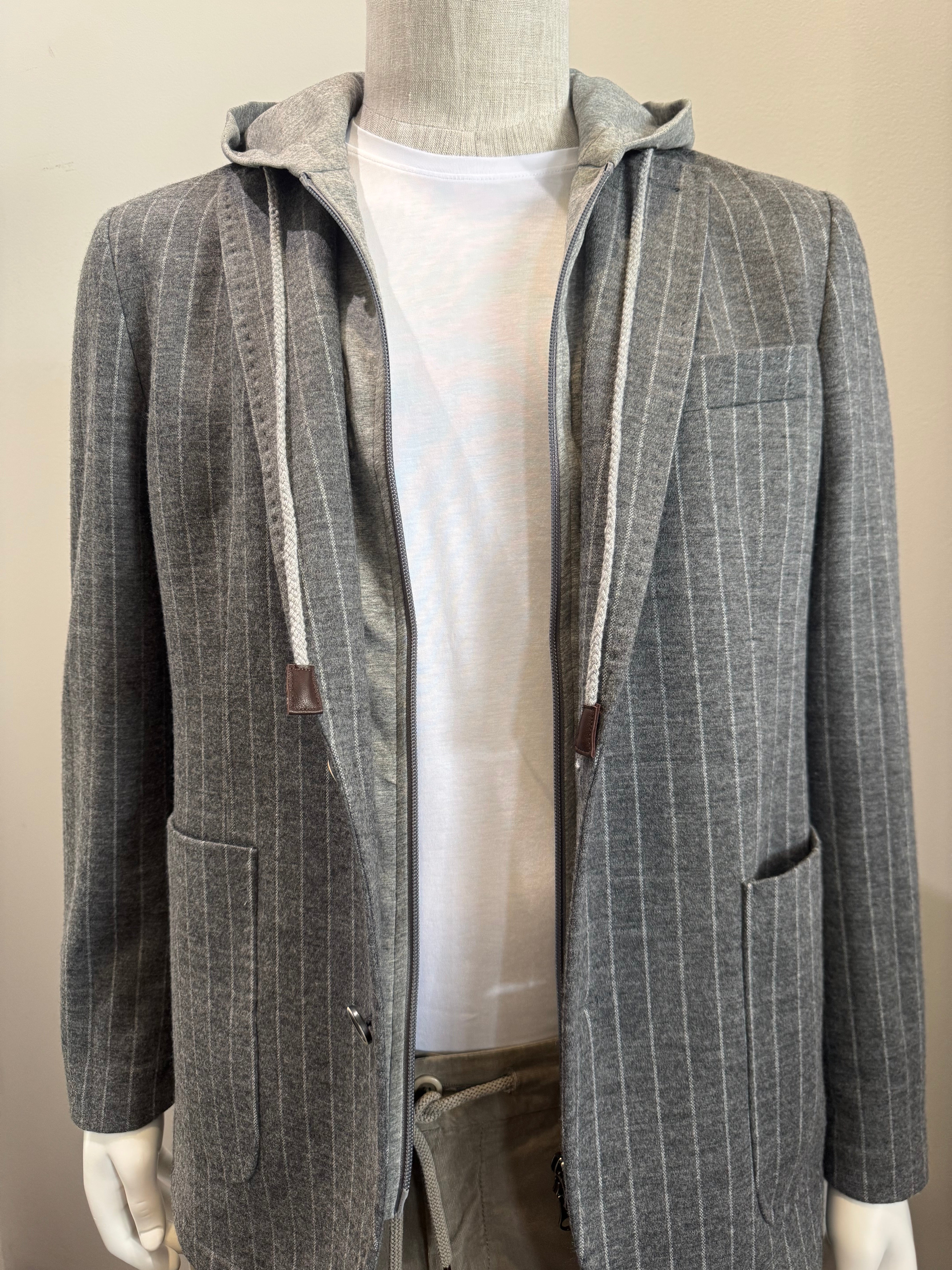 Richard Choi - H220 Hooded Blazer - Charcoal Pinstripe