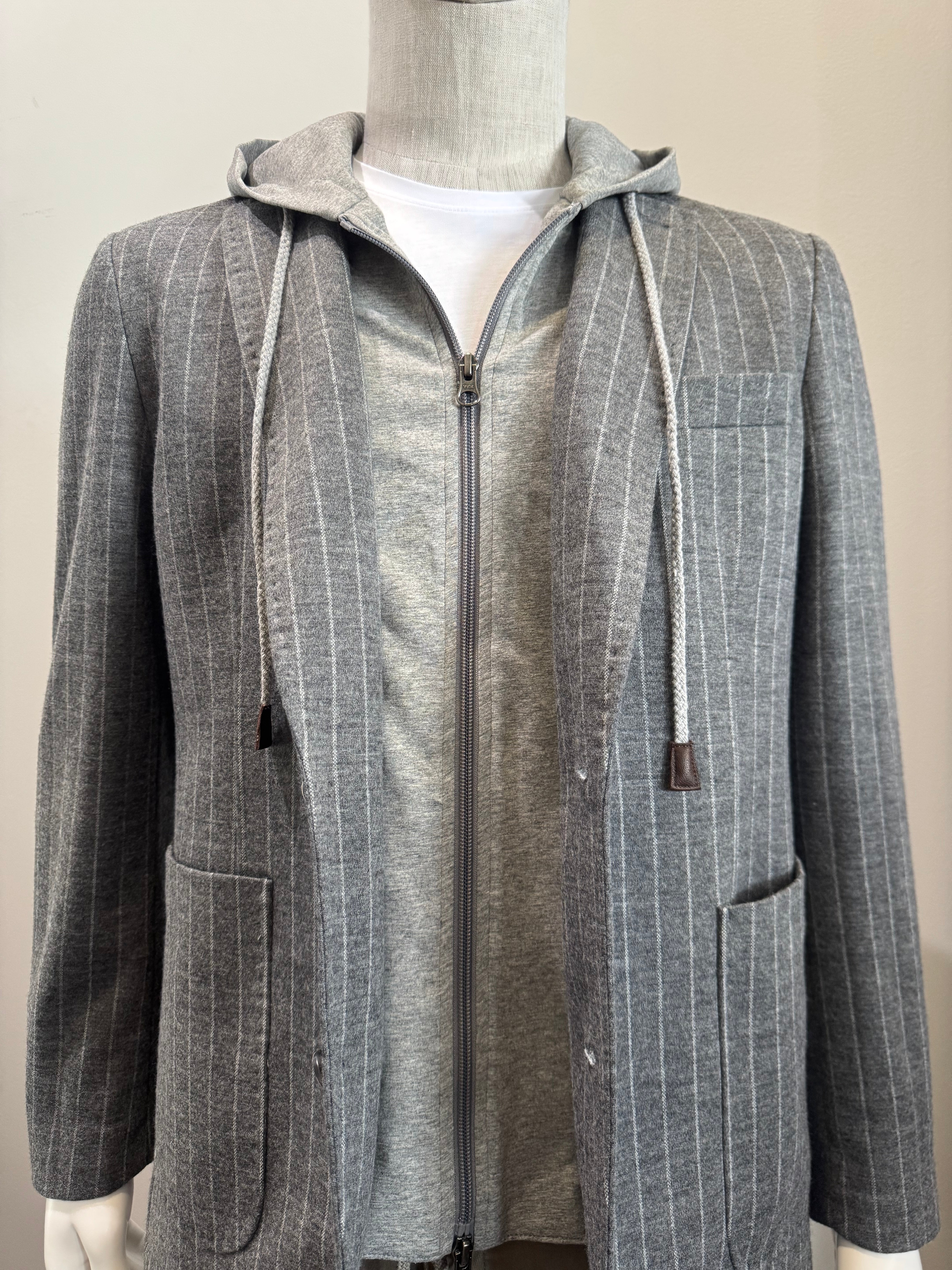 Richard Choi - H220 Hooded Blazer - Charcoal Pinstripe