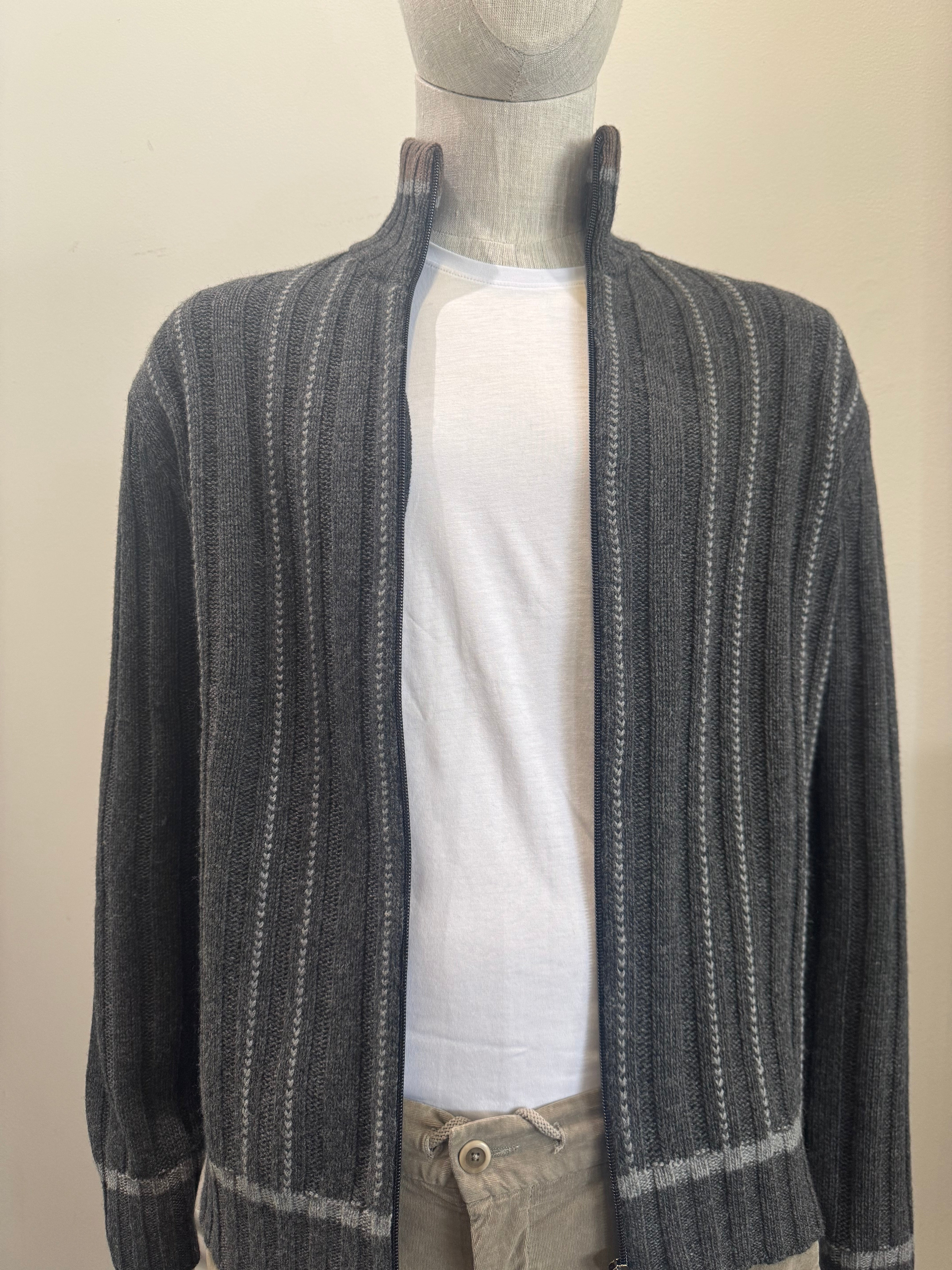 Codice - Cashmere Blend Knit Zip Up - Charcoal 90