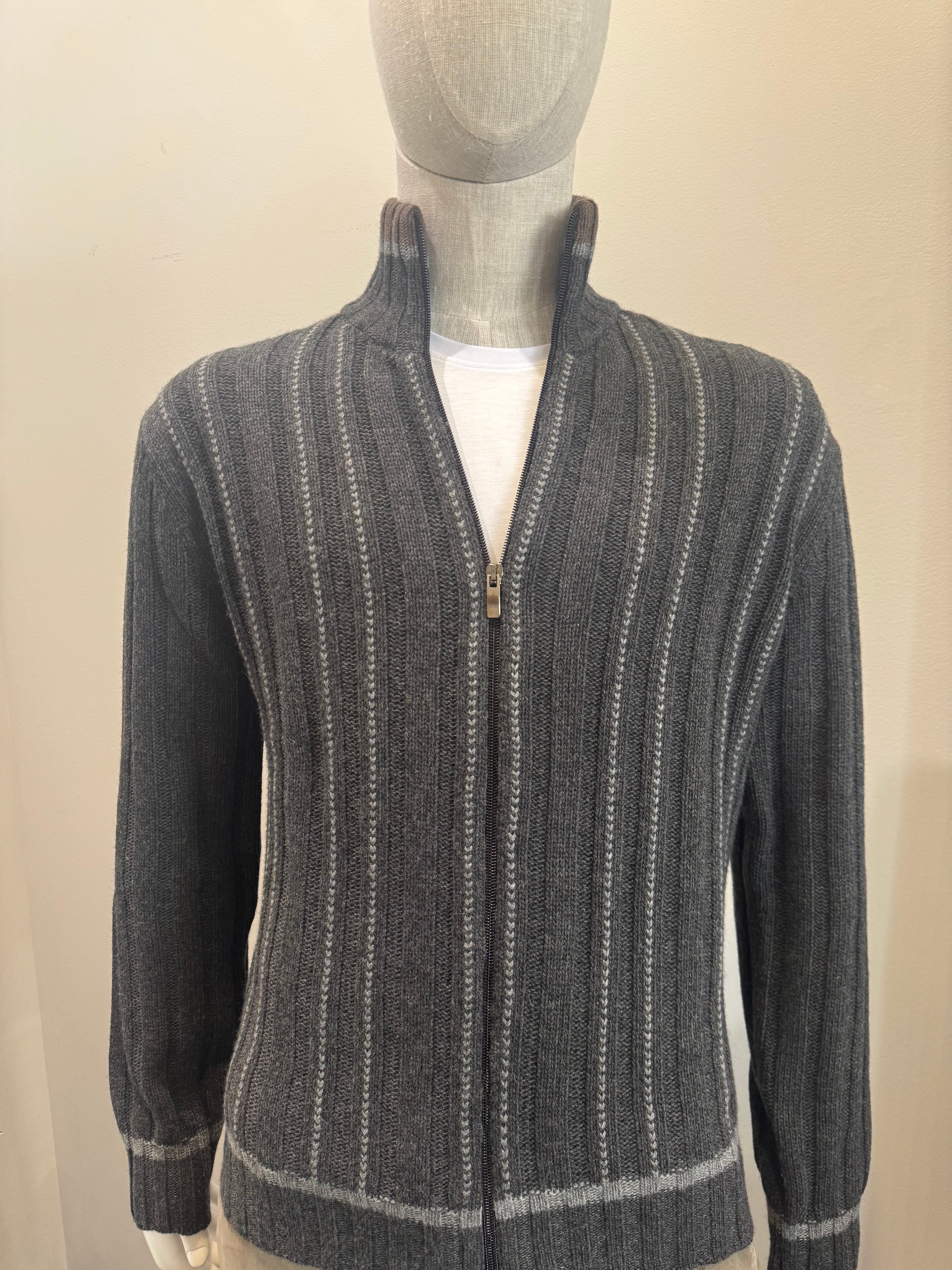 Codice - Cashmere Blend Knit Zip Up - Charcoal 90