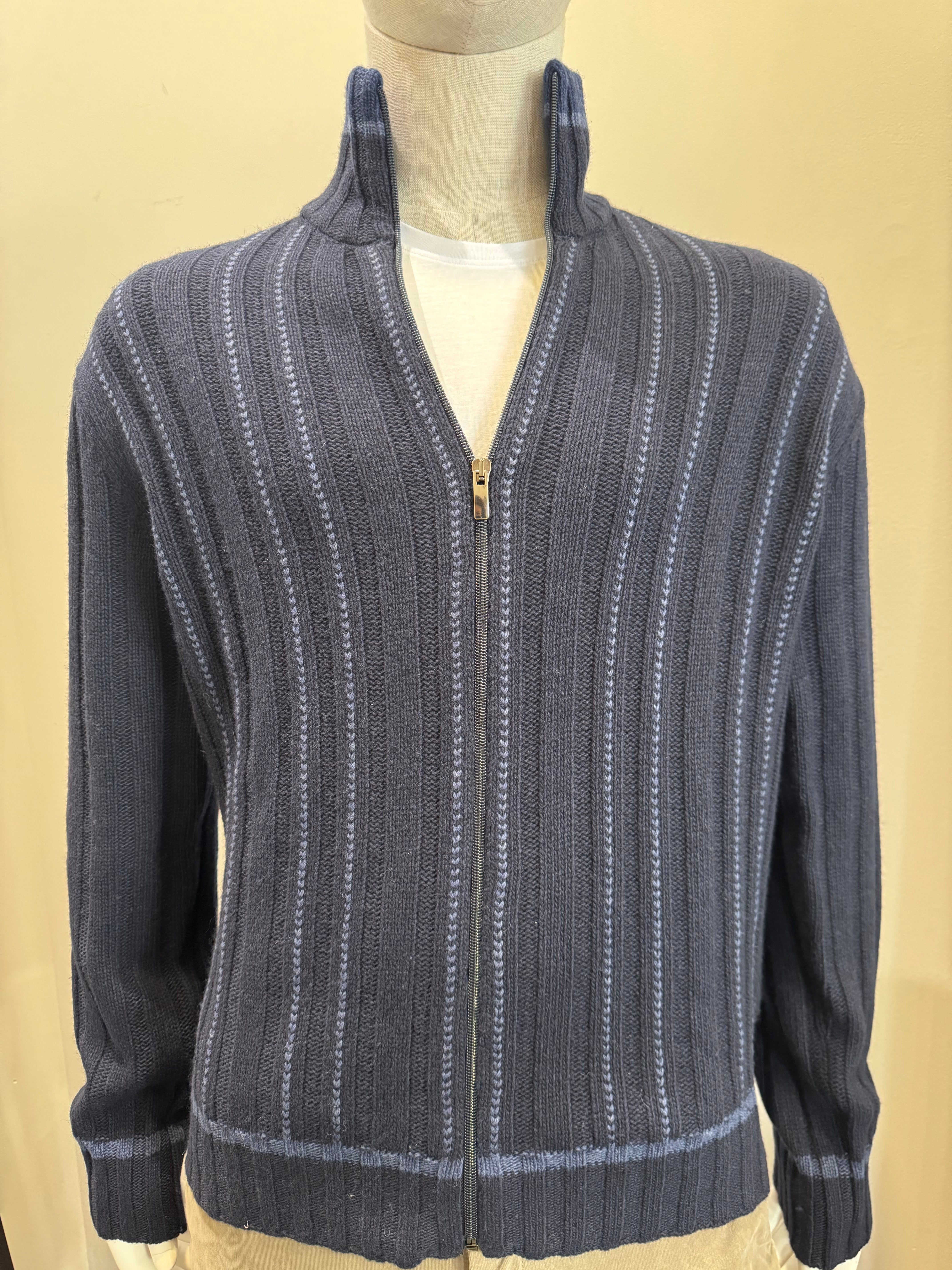 Codice - Cashmere Blend Knit Zip Up - Blue 27