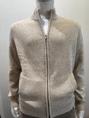PYA - Merino Wool Blend Zip Up - Cashew