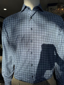 Stenstrom - Long Sleeve Pattern Button Down - Dark Blue