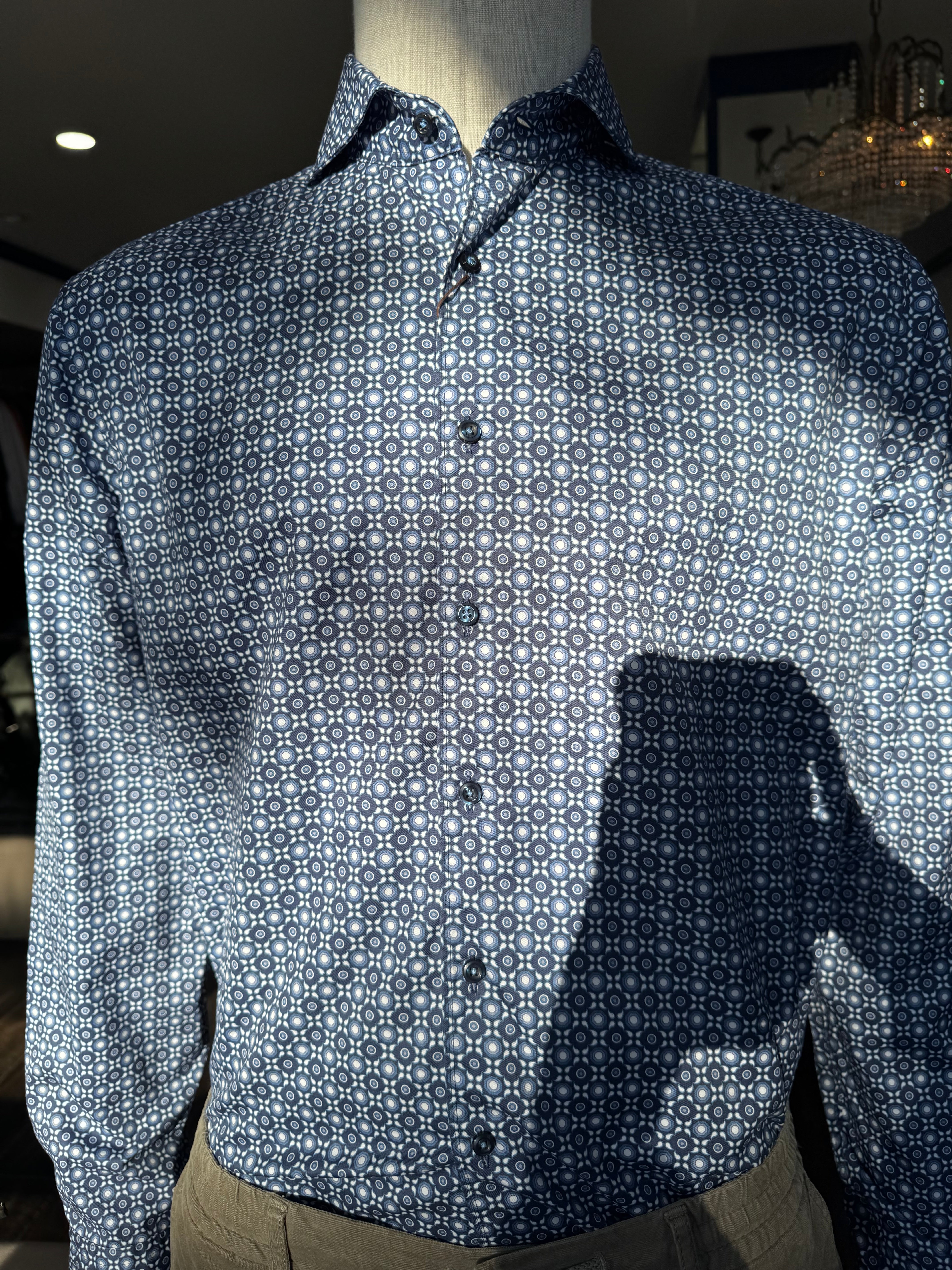 Stenstrom - Long Sleeve Pattern Button Down - Dark Blue