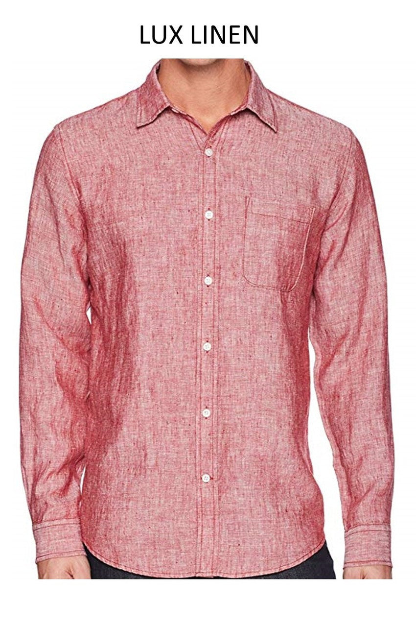 Georg Roth Los Angeles long sleeve button up Men Shirt brick red Linen