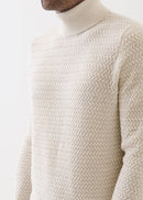 Patrick Assaraf - Merino Textured Turtleneck - Latte