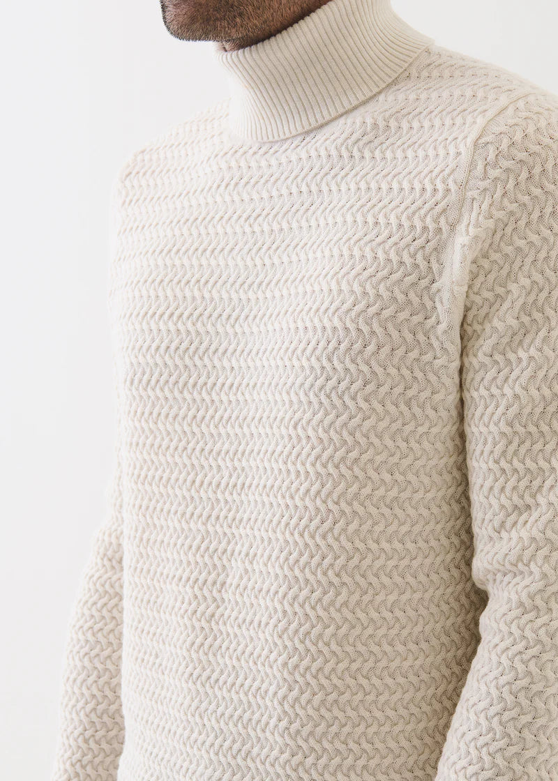 Patrick Assaraf - Merino Textured Turtleneck - Latte