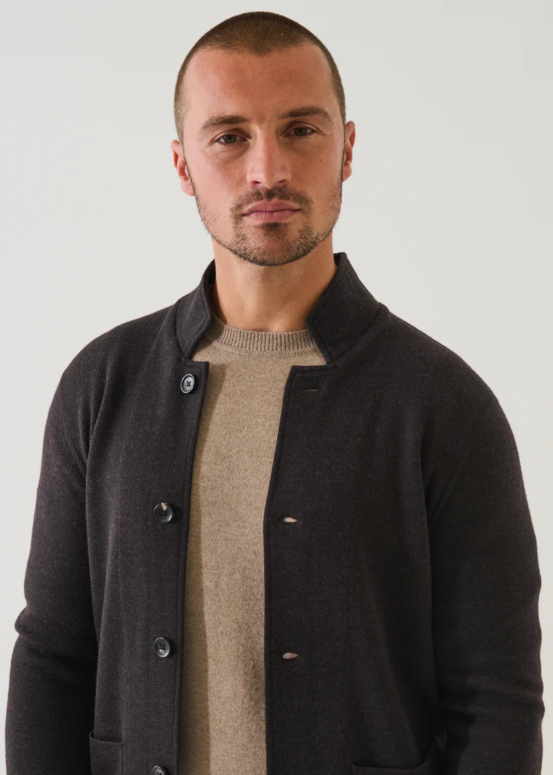 Patrick Assaraf - Double Face Merino Button Front Jacket - Brownie
