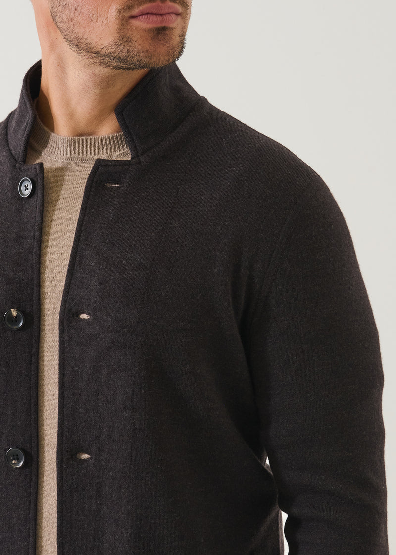 Patrick Assaraf - Double Face Merino Button Front Jacket - Brownie