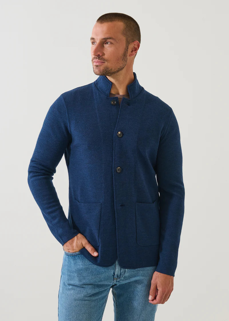 Patrick Assaraf - Double Face Merino Button Front Jacket - Blue