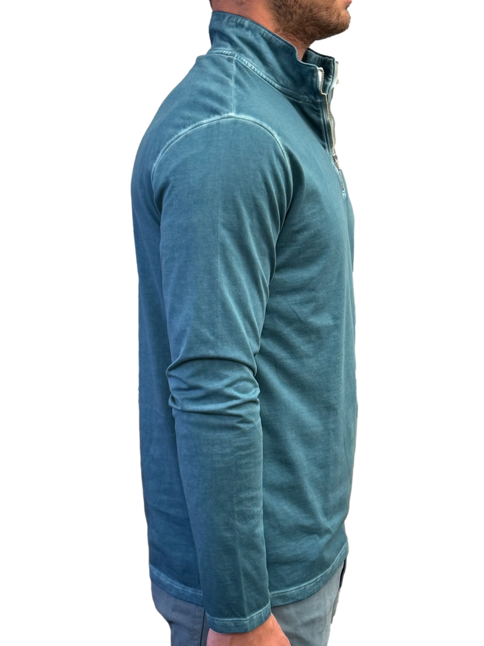 Georg Roth Los Angeles - Luxury Long Sleeves Quarter Zip Pima PLSQZ-5220	TEAL
