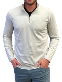 Georg Roth Los Angeles - Luxury Long Sleeves Quarter Zip Pima PLSQZ-7120 Cement