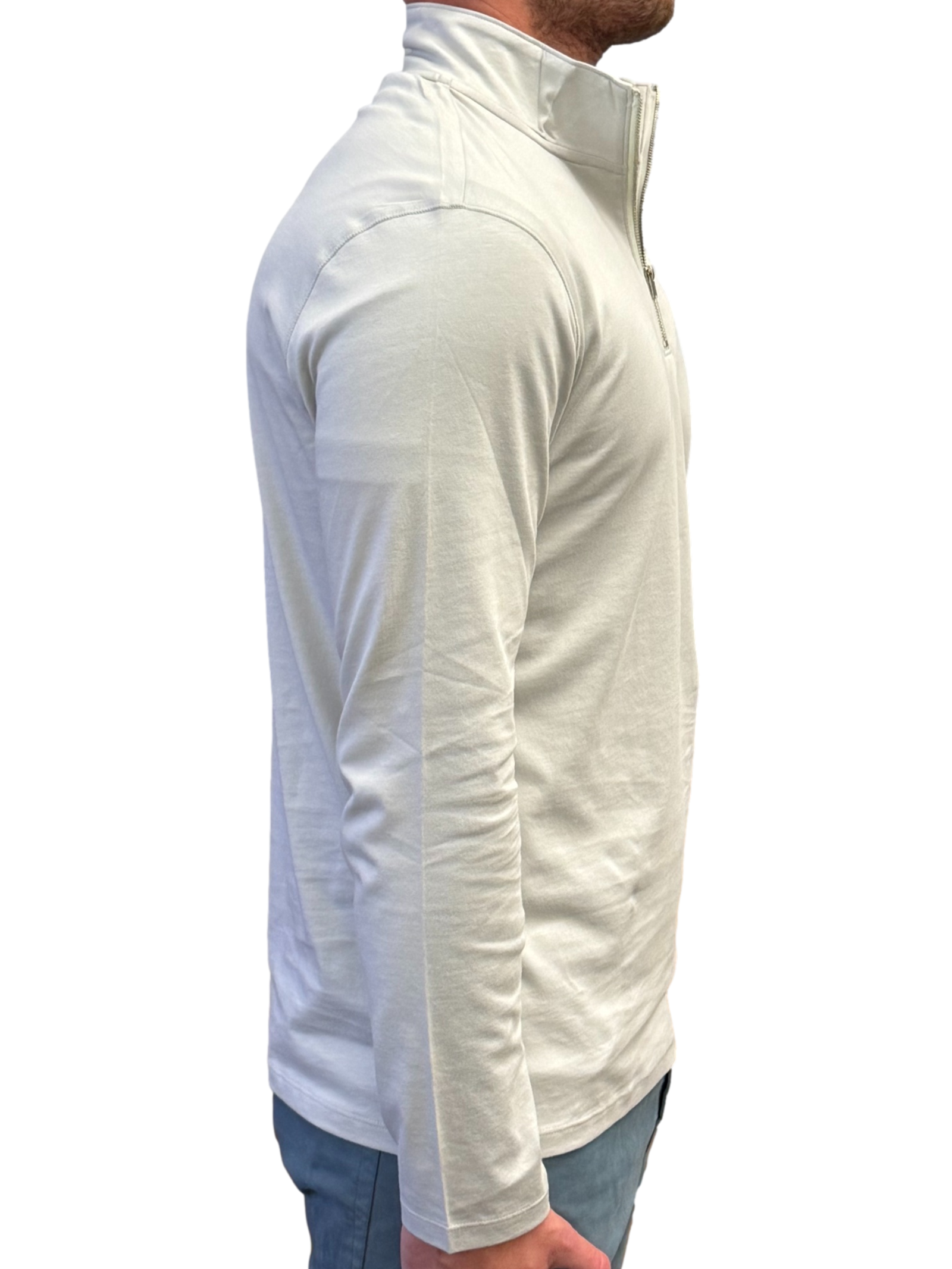 Georg Roth Los Angeles - Luxury Long Sleeves Quarter Zip Pima PLSQZ-7120 Cement