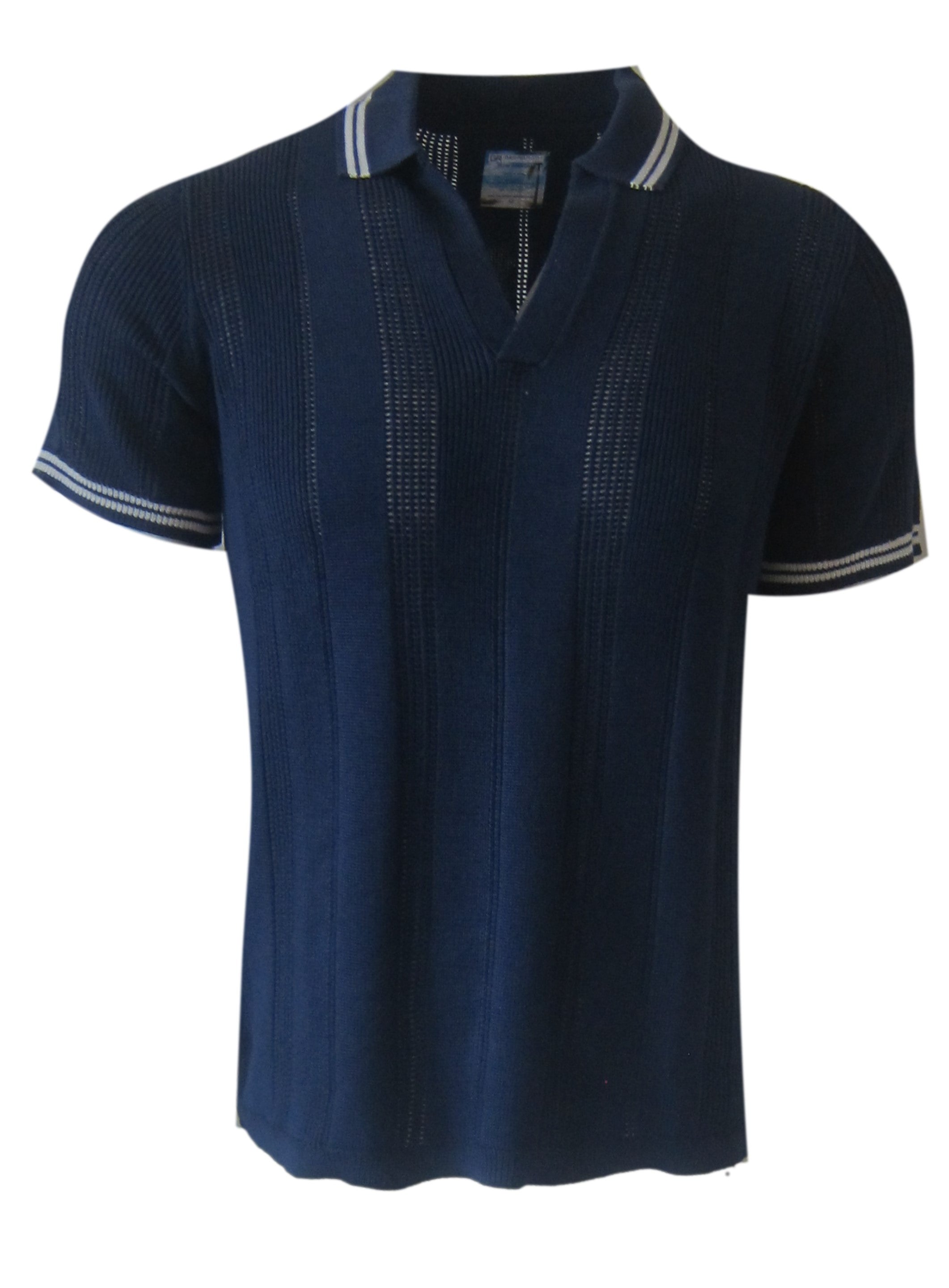 GEORG ROTH LOS ANGELES - Knitted Johnny Collar Polo POK-5238 Navy/Cream