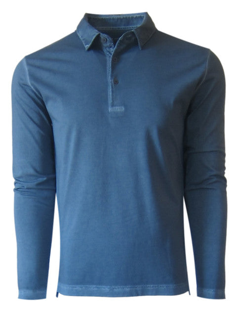 Georg Roth Los Angeles - Luxury Pima Cotton Mens Polo Long Sleeves POLS-51033 Capri Blue