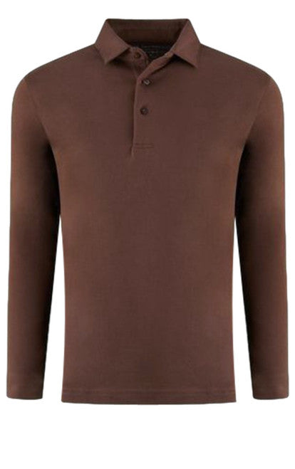 Georg Roth Los Angeles - Luxury Pima Cotton Mens Polo Long Sleeves POLS-80533 Chocolate