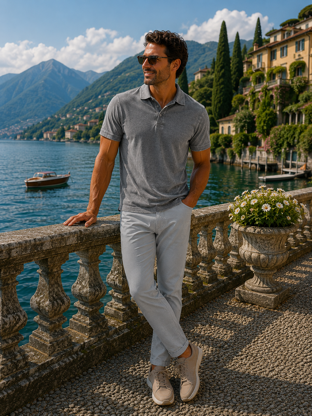 GEORG ROTH LOS ANGELES - LUXE PIMA POLO POSS-7033-Basalt