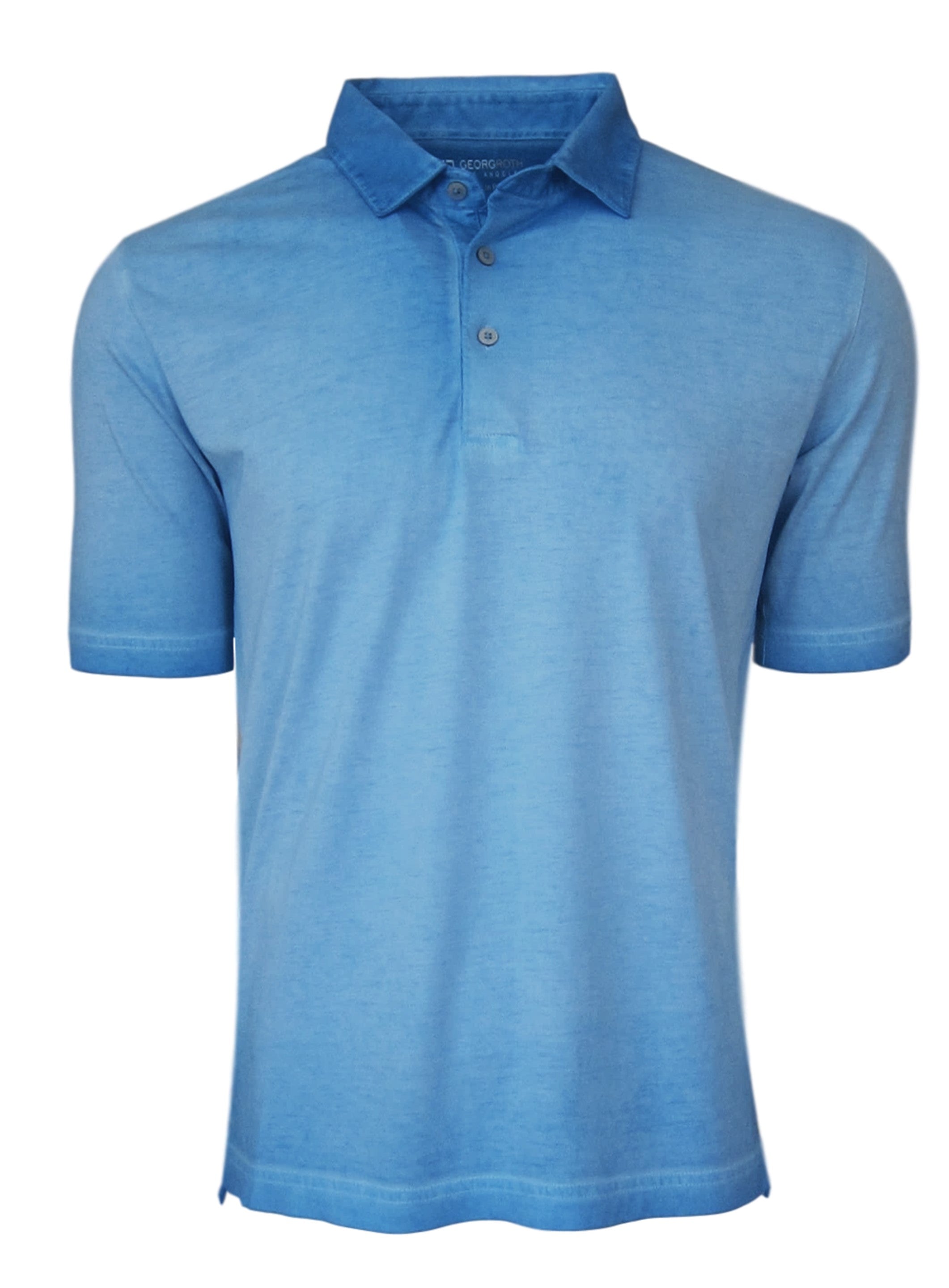 GEORG ROTH LOS ANGELES - Luxury Short Sleeves Pima Cotton Mens Polo Shirt POSS-5143 BLUE LAGOON GARMENT DYED
