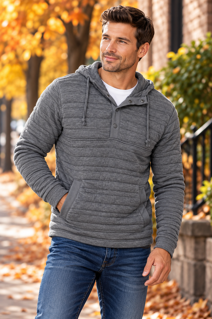 Georg Roth Los Angeles - QSH-70088-GREY - QUILTED HOODIE